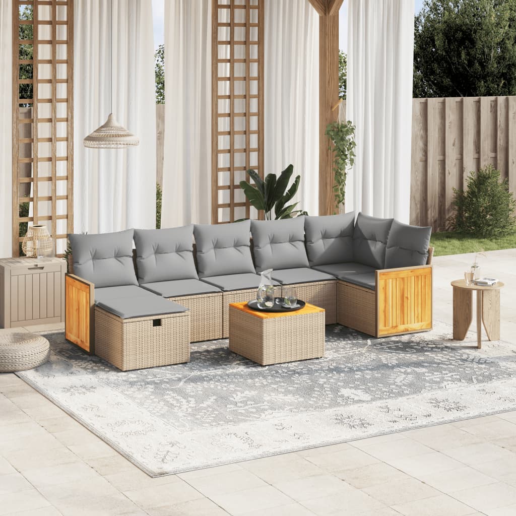 Set Canapele De Grădină, 7 Piese, Cu Perne, , Poliratan