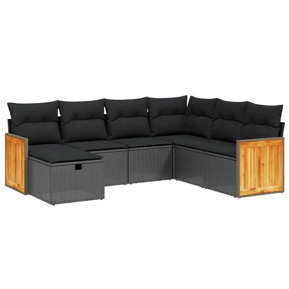 Set Canapele De Grădină Cu Perne, 7 Piese, , Poliratan