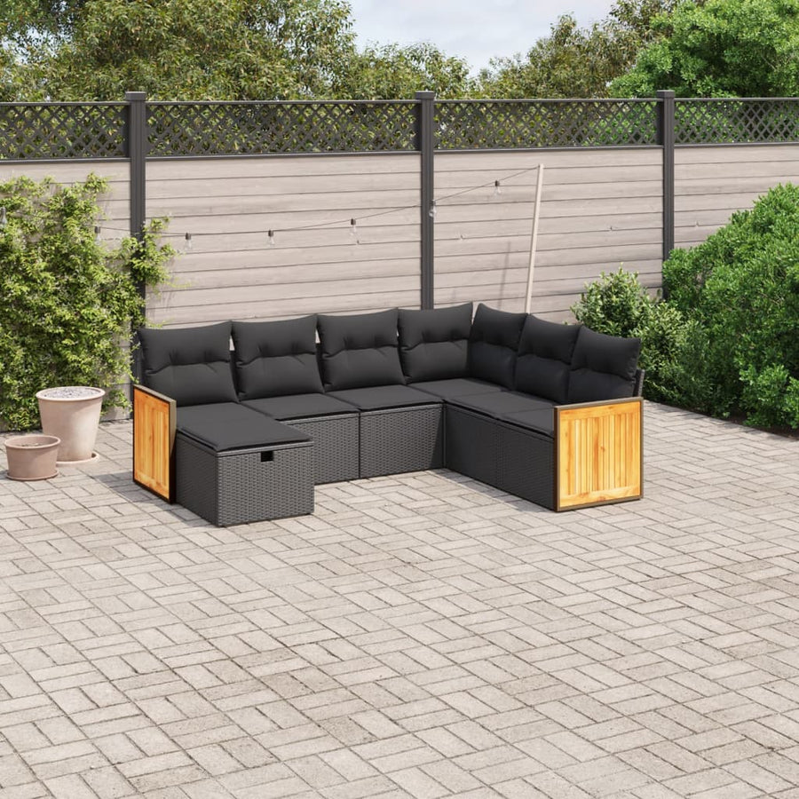 Set Canapele De Grădină Cu Perne, 7 Piese, , Poliratan