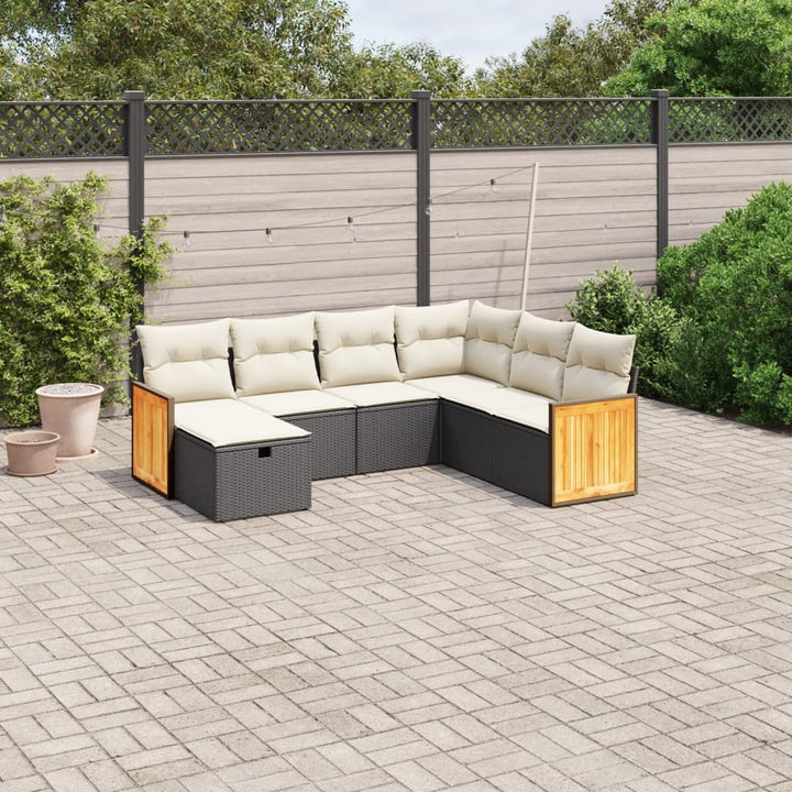 Set Canapele De Grădină Cu Perne, 7 Piese, , Poliratan