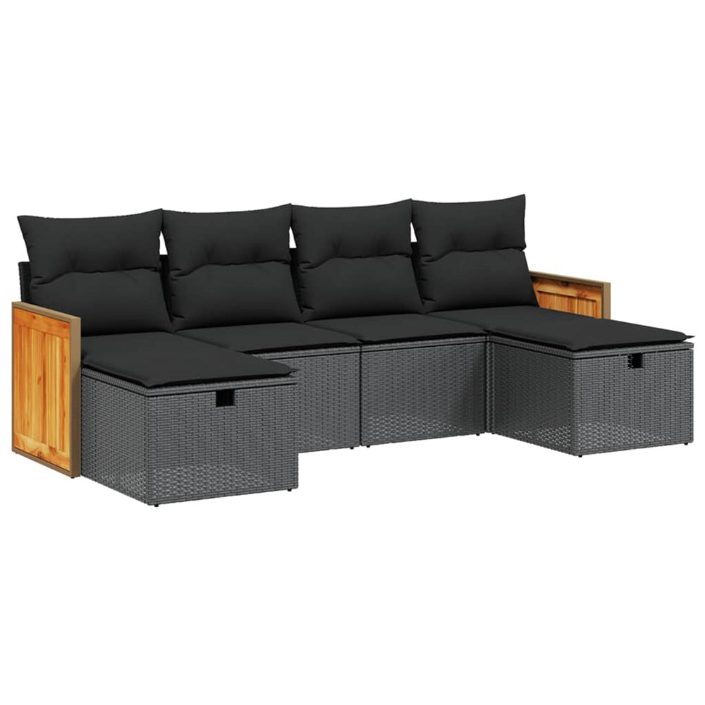 Set Mobilier De Grădină Cu Perne, 6 Piese, , Poliratan