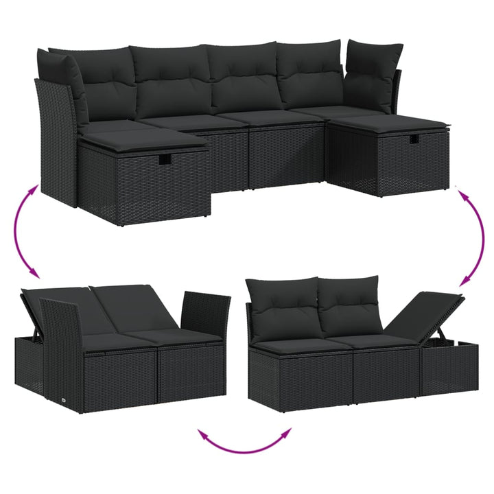 Set Mobilier De Grădină Cu Perne, 6 Piese, , Poliratan