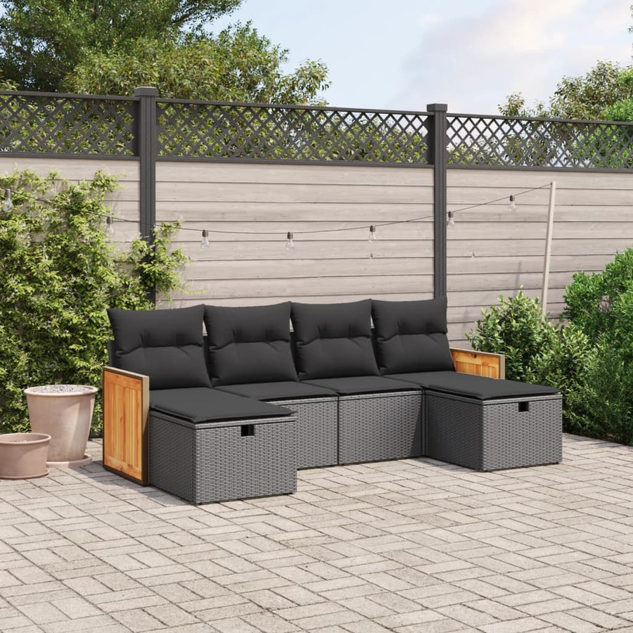Set Mobilier De Grădină Cu Perne, 6 Piese, , Poliratan