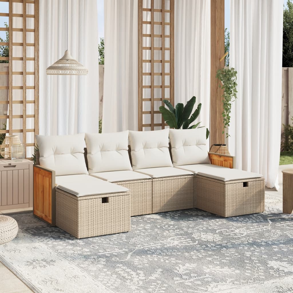Set Mobilier De Grădină Cu Perne, 6 Piese, , Poliratan