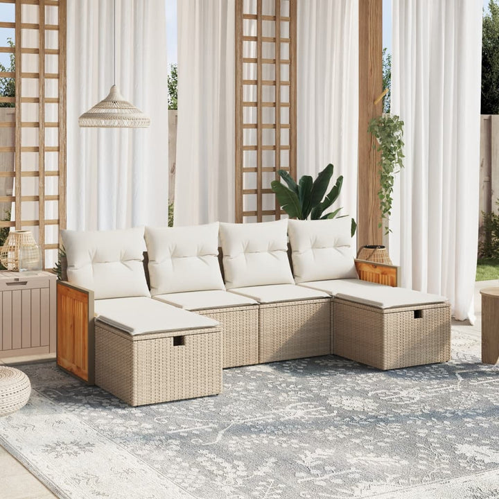 Set Mobilier De Grădină Cu Perne, 6 Piese, , Poliratan