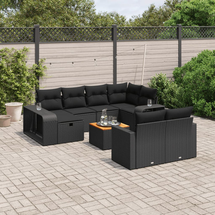 Set Canapele De Grădină Cu Perne, 11 Piese, , Poliratan
