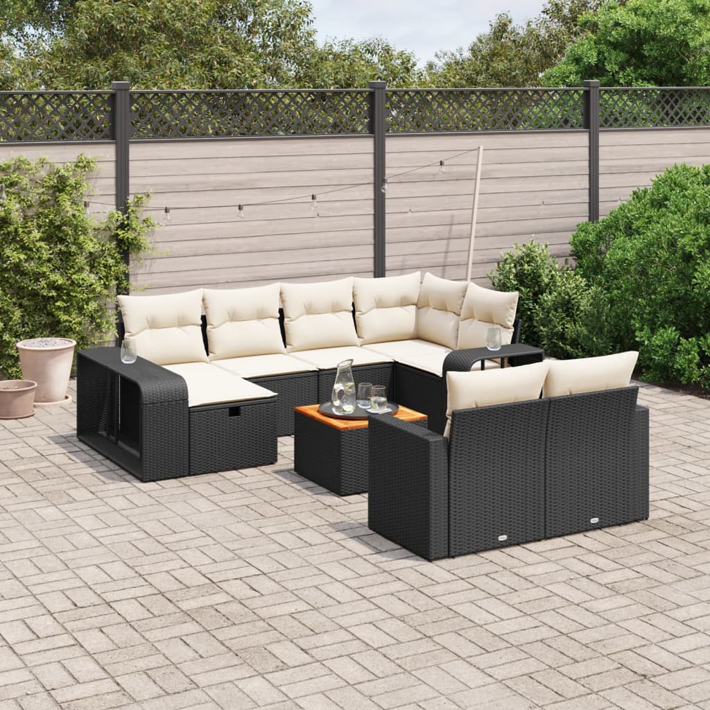 Set Canapele De Grădină Cu Perne, 11 Piese, , Poliratan