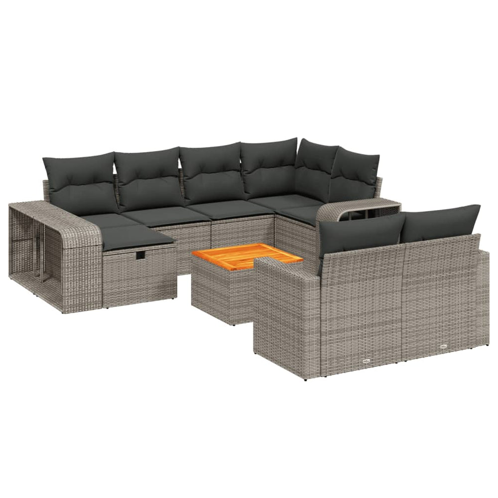 Set Canapele De Grădină Cu Perne, 11 Piese, , Poliratan