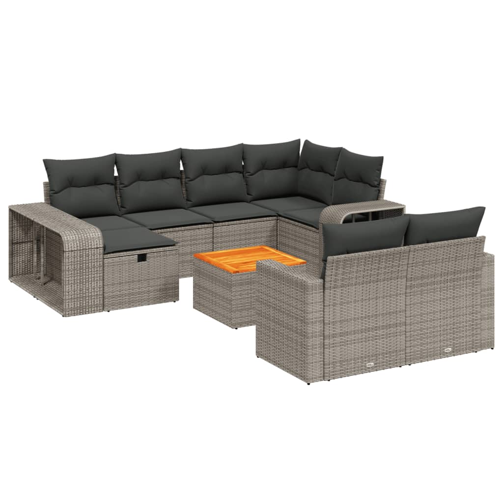 Set Canapele De Grădină Cu Perne, 11 Piese, , Poliratan