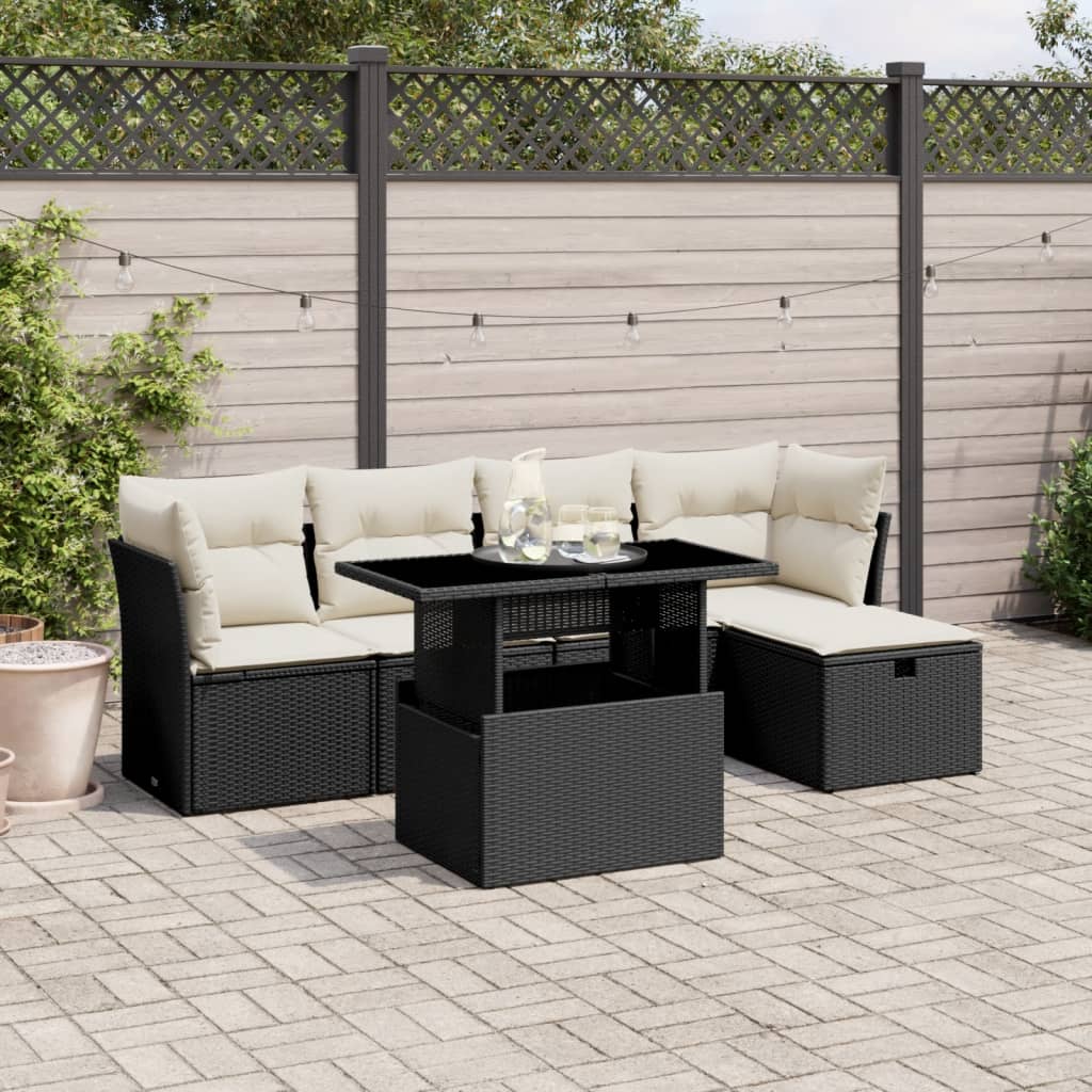 Set Mobilier De Grădină Cu Perne, 6 Piese, , Poliratan