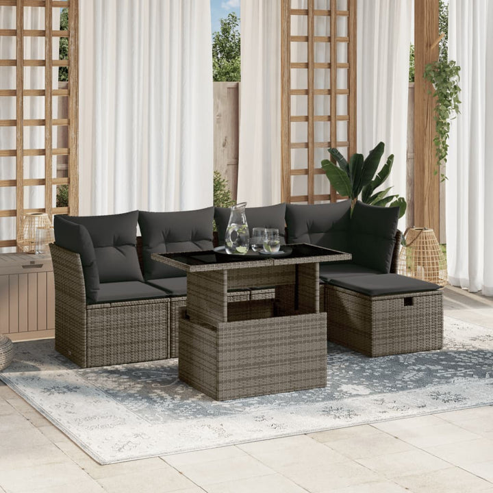 Set Mobilier De Grădină Cu Perne, 6 Piese, , Poliratan