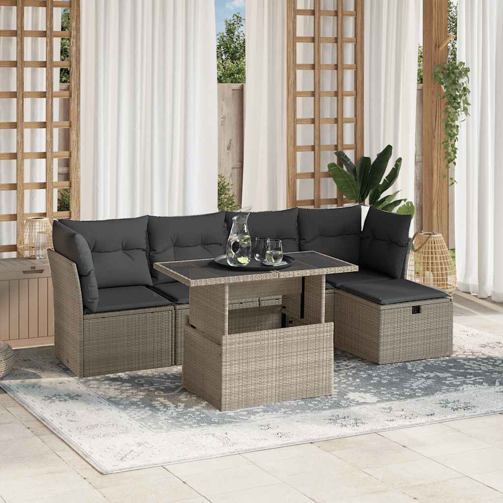Set Mobilier De Grădină Cu Perne, 6 Piese, , Poliratan