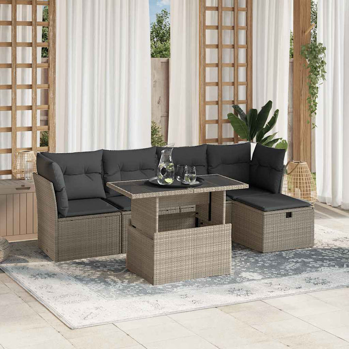 Set Mobilier De Grădină Cu Perne, 6 Piese, , Poliratan