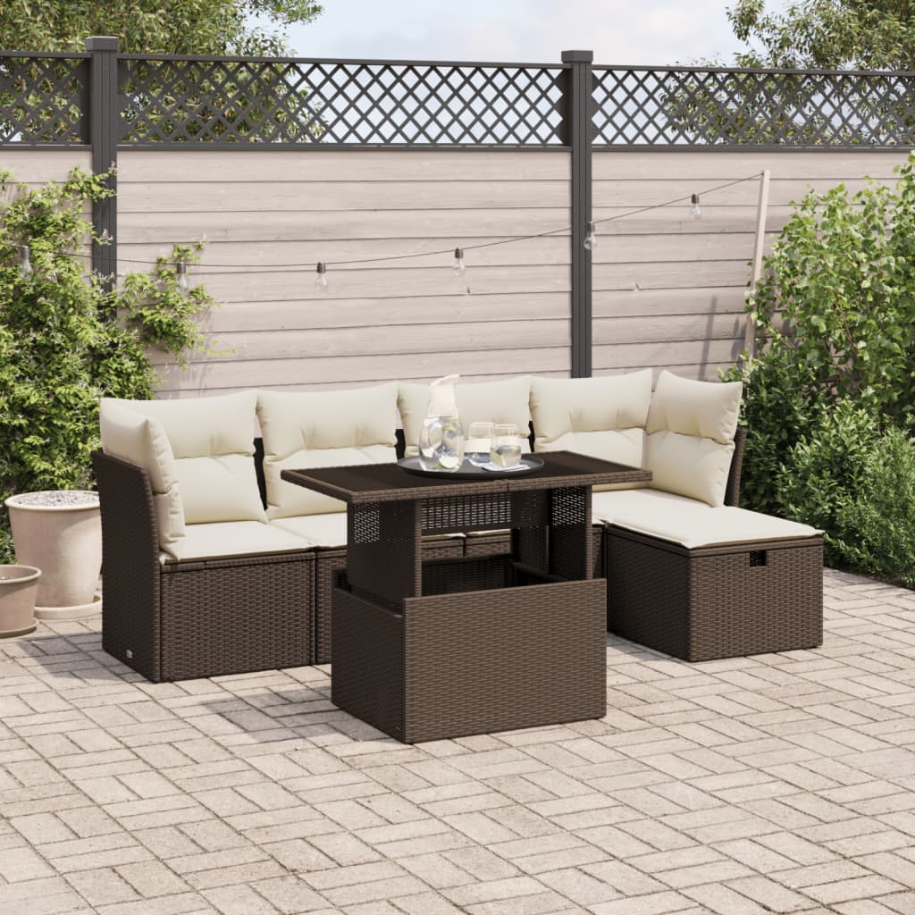 Set Mobilier De Grădină Cu Perne, 6 Piese, , Poliratan