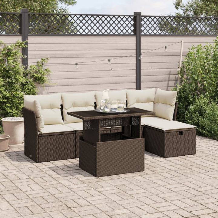 Set Mobilier De Grădină Cu Perne, 6 Piese, , Poliratan