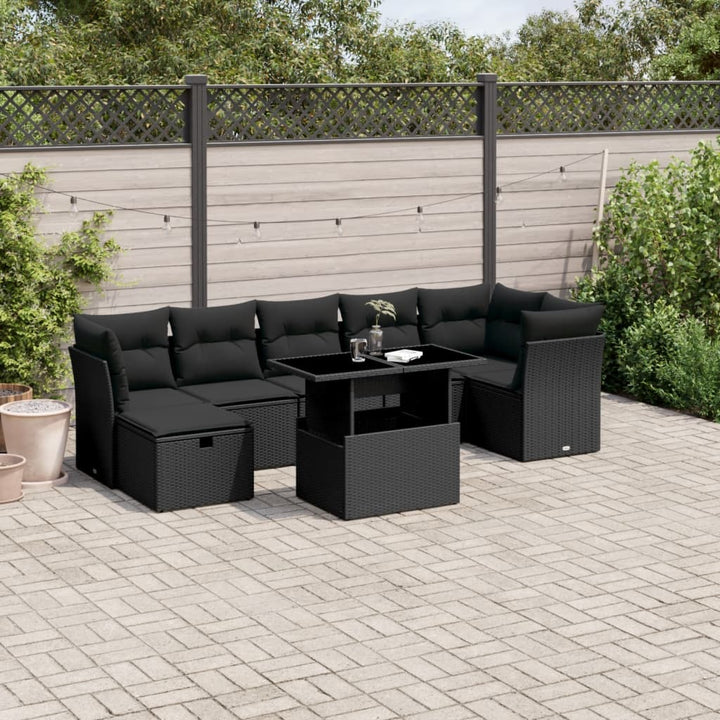 Set Mobilier De Grădină Cu Perne, 8 Piese, , Poliratan