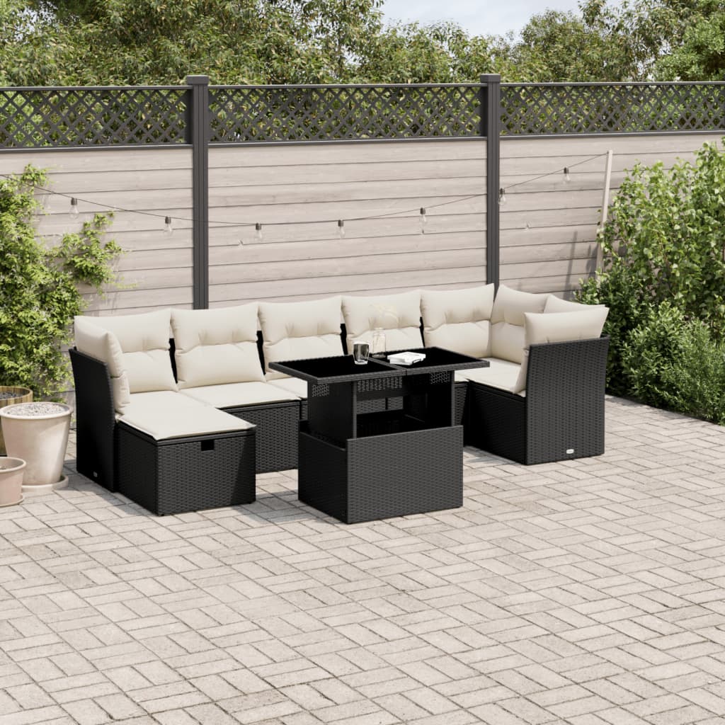 Set Mobilier De Grădină Cu Perne, 8 Piese, , Poliratan