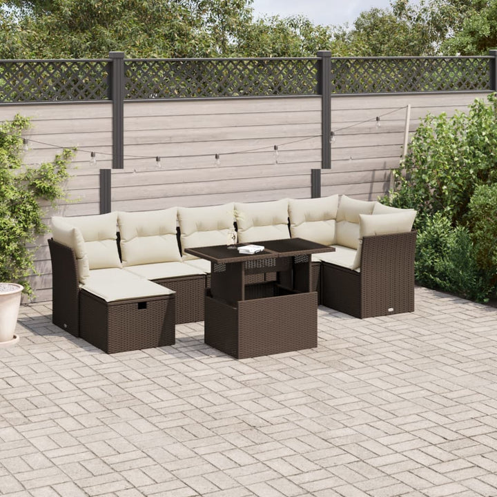Set Mobilier De Grădină Cu Perne, 8 Piese, , Poliratan