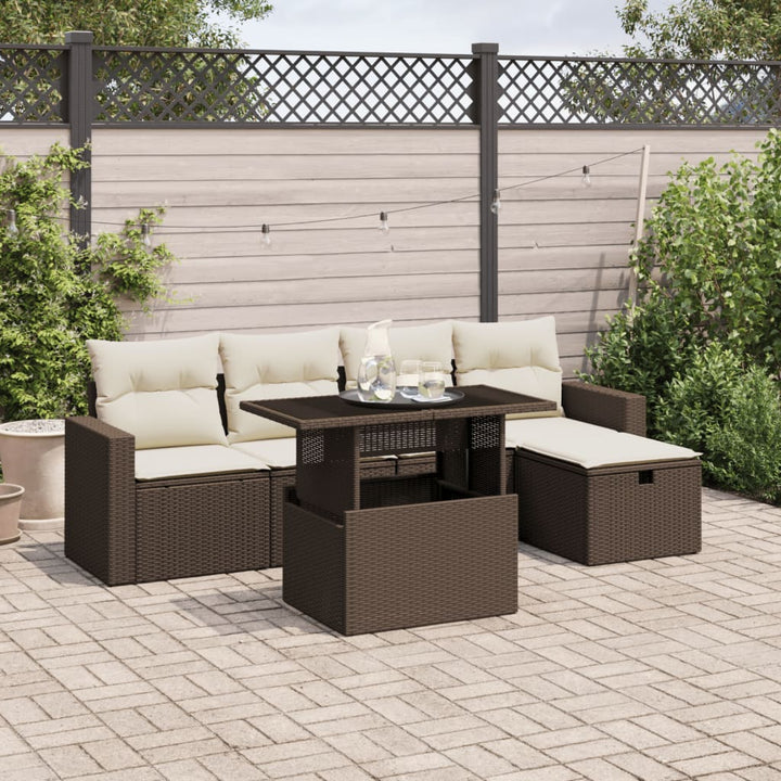 Set Mobilier De Grădină Cu Perne, 6 Piese, Negru, Poliratan