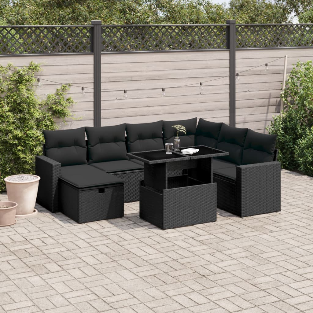 Set Canapele De Grădină, 8 Piese, Cu Perne, Bej, Poliratan