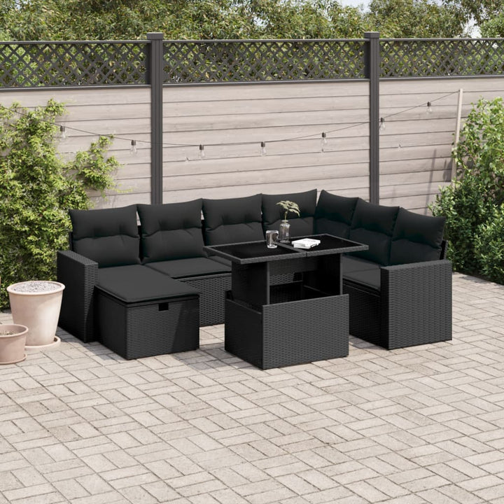 Set Canapele De Grădină, 8 Piese, Cu Perne, Bej, Poliratan