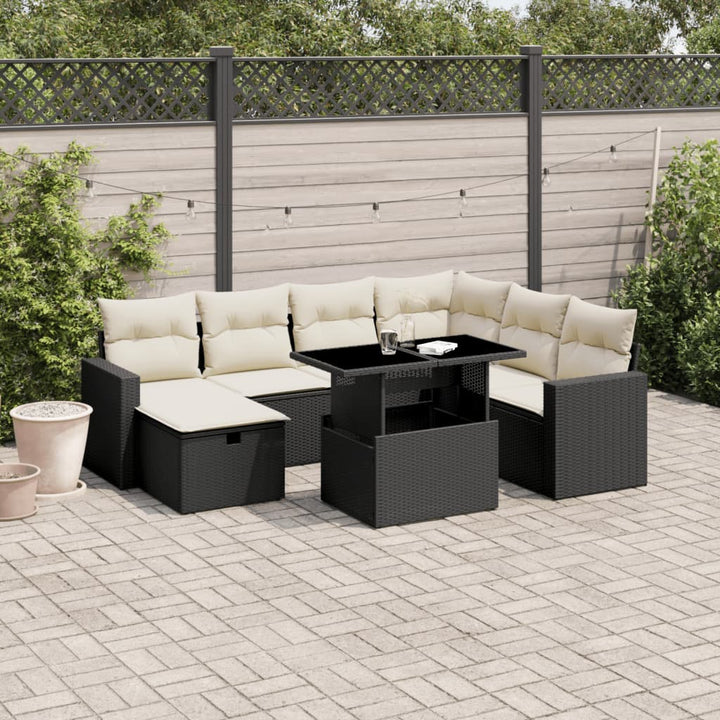 Set Canapele De Grădină, 8 Piese, Cu Perne, Bej, Poliratan
