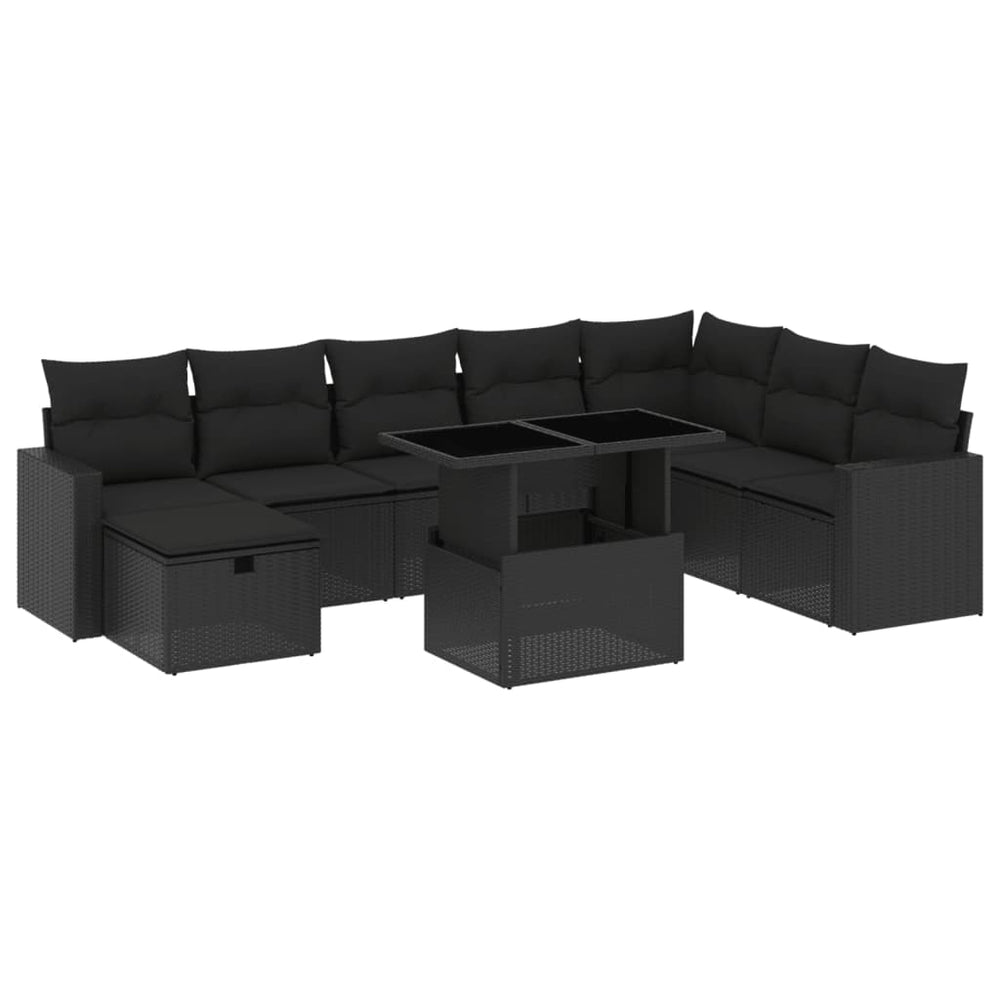 Set Mobilier De Grădină Cu Perne, 9 Piese, , Poliratan