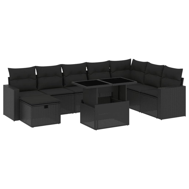 Set Mobilier De Grădină Cu Perne, 9 Piese, , Poliratan