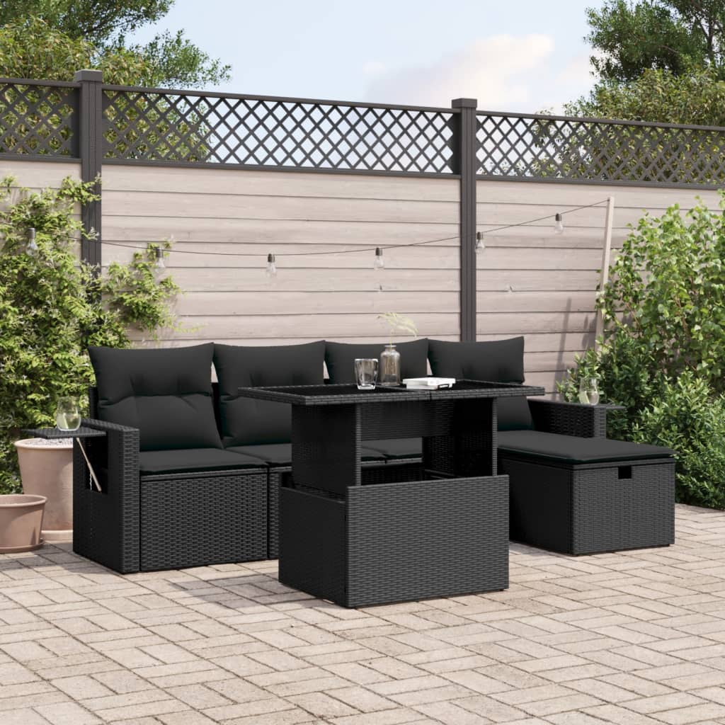 Set Canapele De Grădină Cu Perne, 6 Piese, Bej, Poliratan