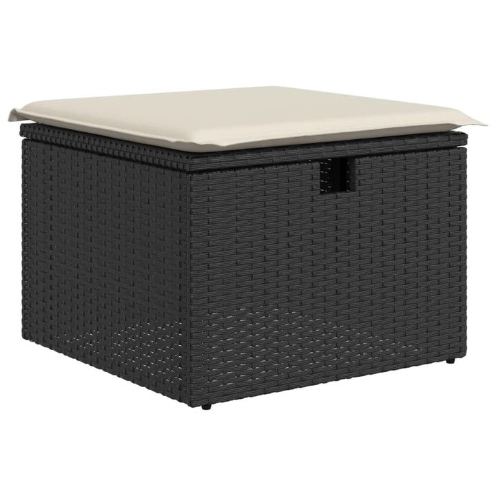 Set Canapele De Grădină Cu Perne, 7 Piese, Negru, Poliratan