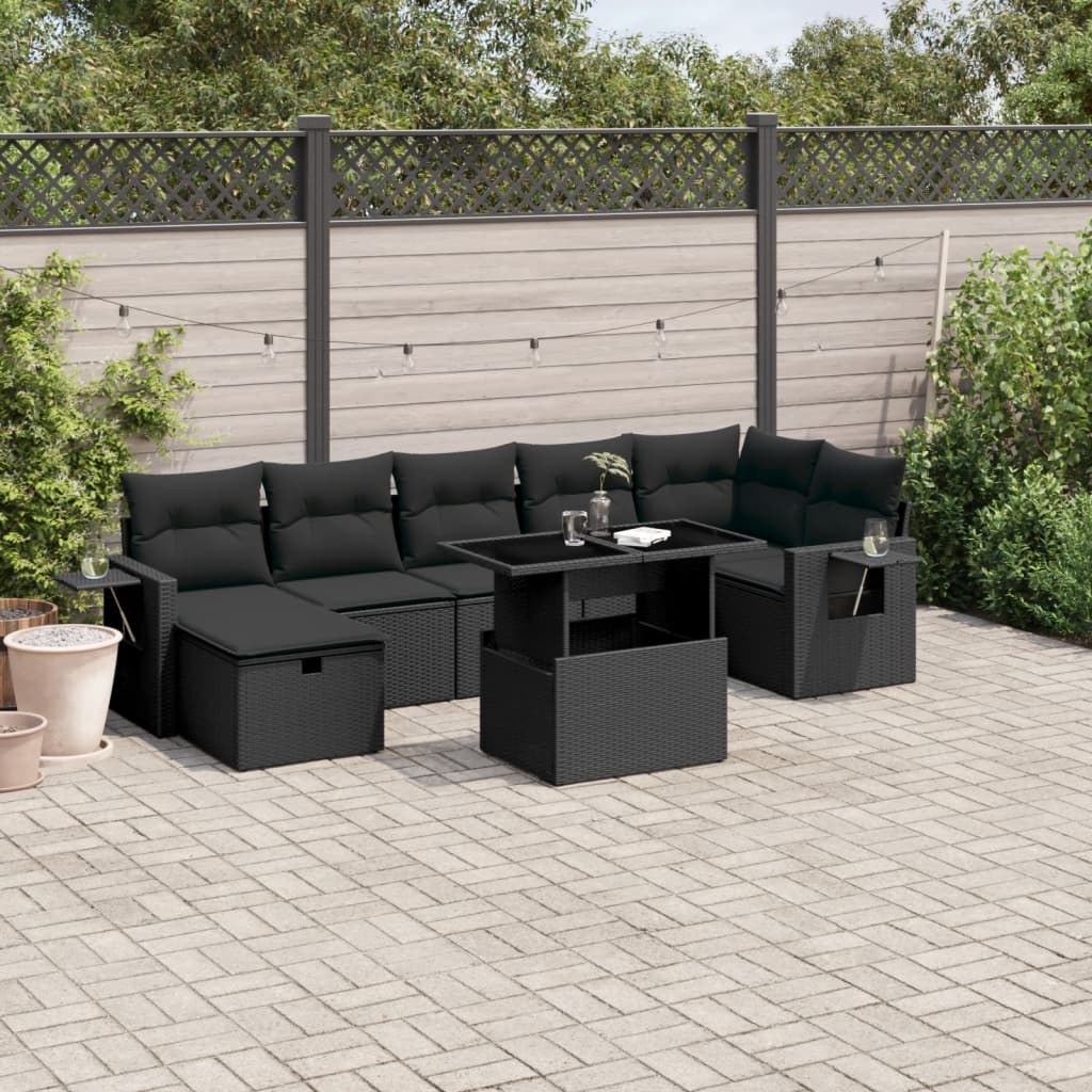 Set Canapele De Grădină, 8 Piese, Cu Perne, Bej, Poliratan