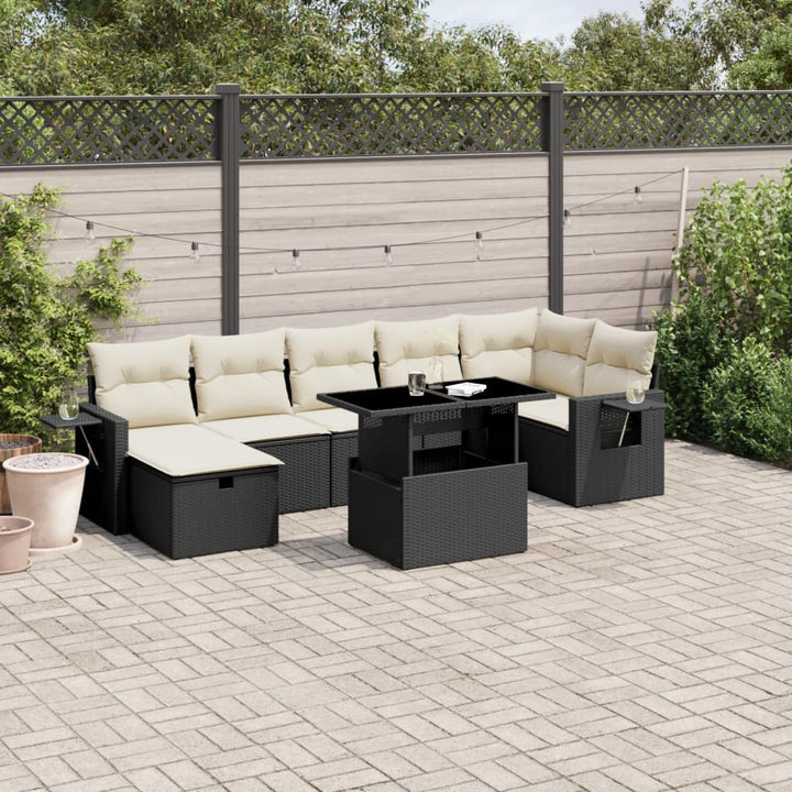 Set Canapele De Grădină, 8 Piese, Cu Perne, Bej, Poliratan