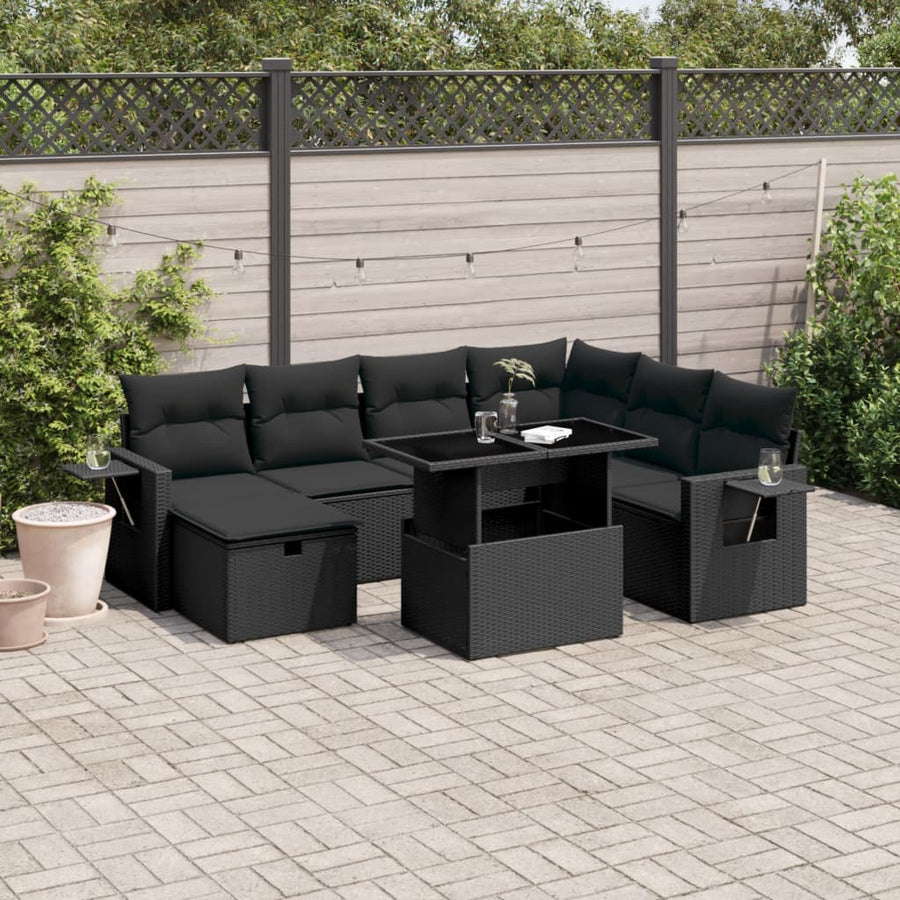 Set Mobilier De Grădină Cu Perne, 8 Piese, , Poliratan
