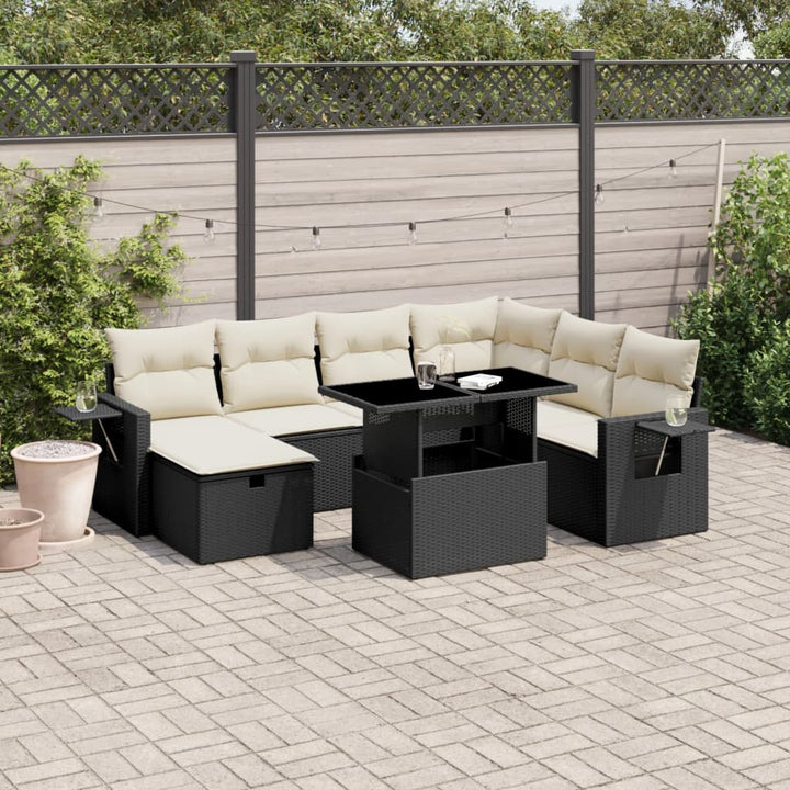 Set Mobilier De Grădină Cu Perne, 8 Piese, , Poliratan
