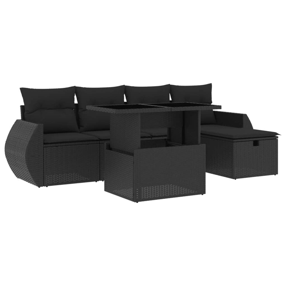 Set Mobilier De Grădină Cu Perne, 6 Piese, , Poliratan