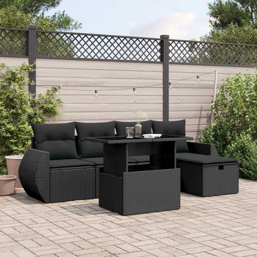 Set Mobilier De Grădină Cu Perne, 6 Piese, , Poliratan