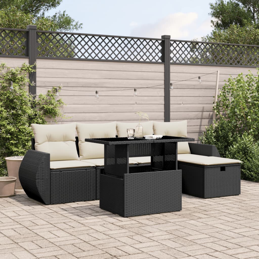 Set Mobilier De Grădină Cu Perne, 6 Piese, , Poliratan