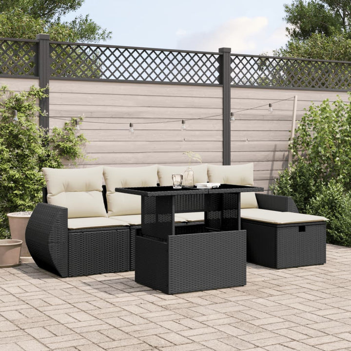 Set Mobilier De Grădină Cu Perne, 6 Piese, , Poliratan