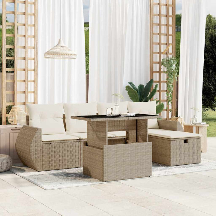 Set Mobilier De Grădină Cu Perne, 6 Piese, , Poliratan