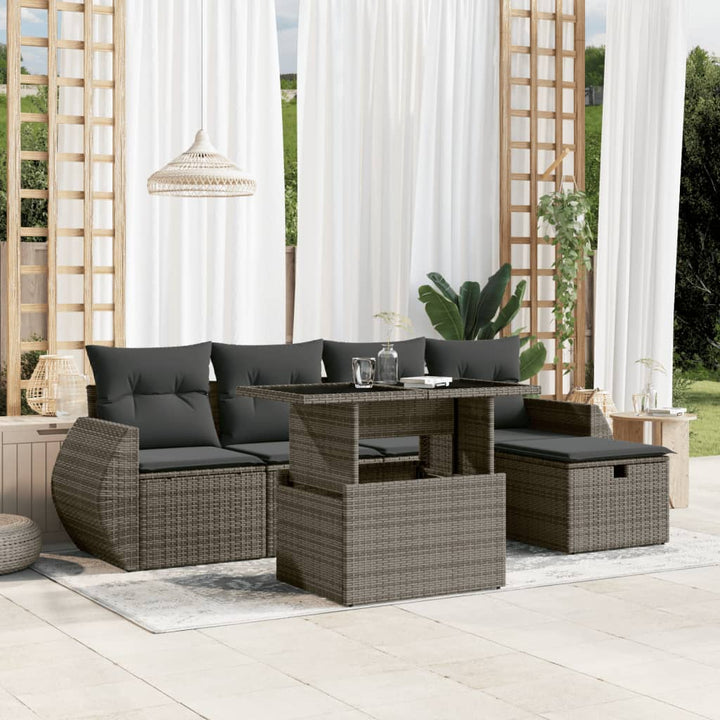 Set Mobilier De Grădină Cu Perne, 6 Piese, , Poliratan