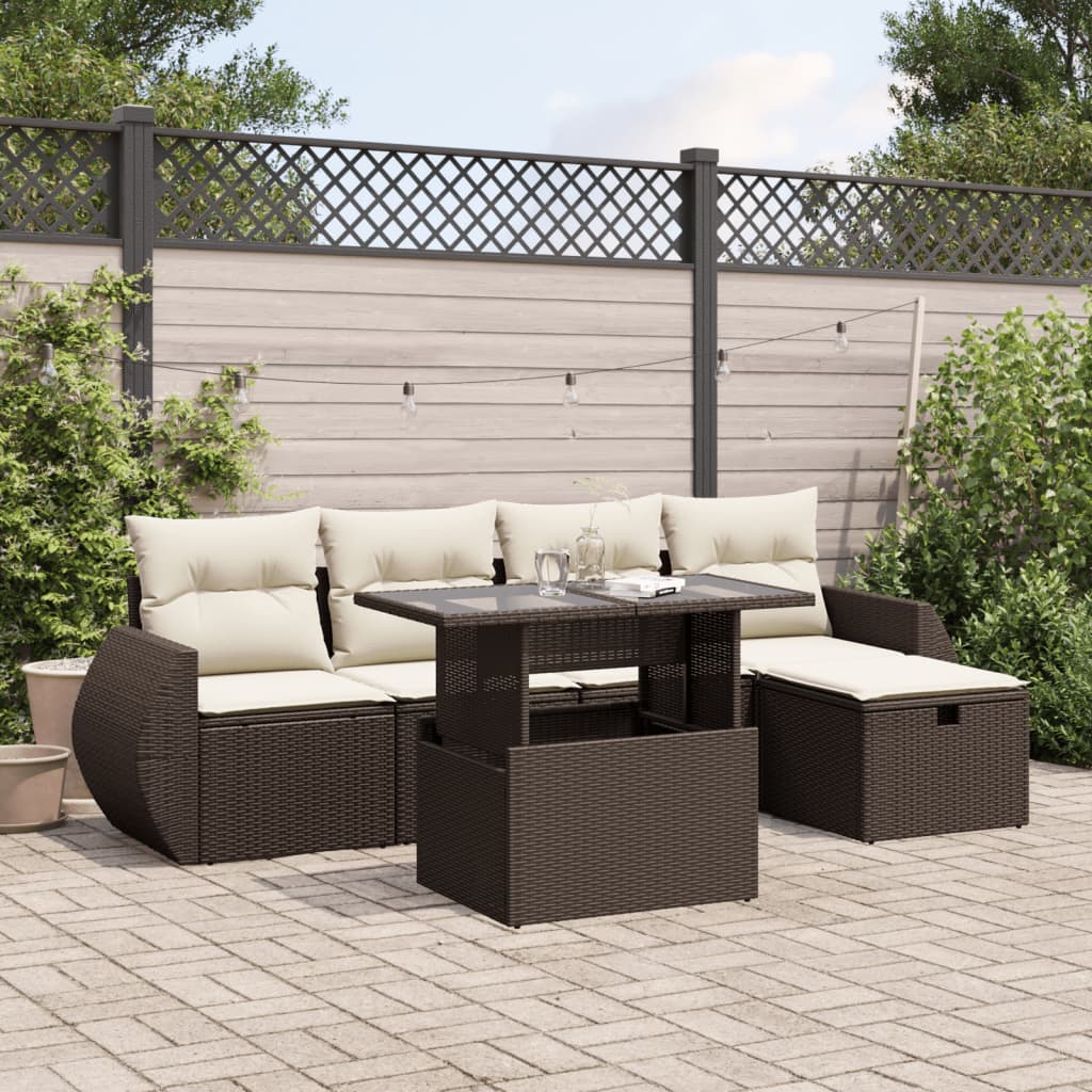 Set Mobilier De Grădină Cu Perne, 6 Piese, , Poliratan