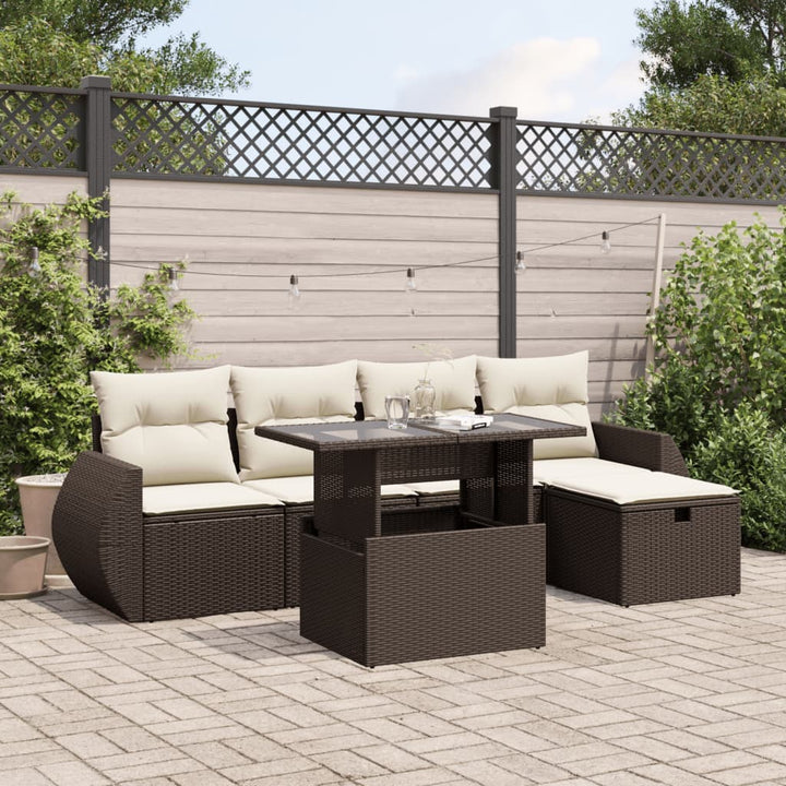 Set Mobilier De Grădină Cu Perne, 6 Piese, , Poliratan