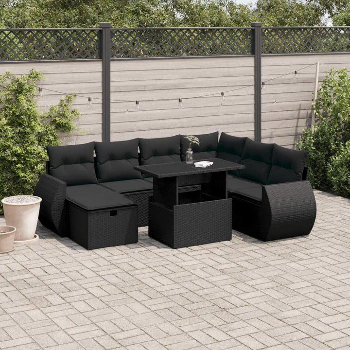 Set Canapele De Grădină, 8 Piese, Cu Perne, Bej, Poliratan