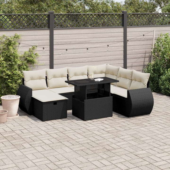 Set Canapele De Grădină, 8 Piese, Cu Perne, Bej, Poliratan