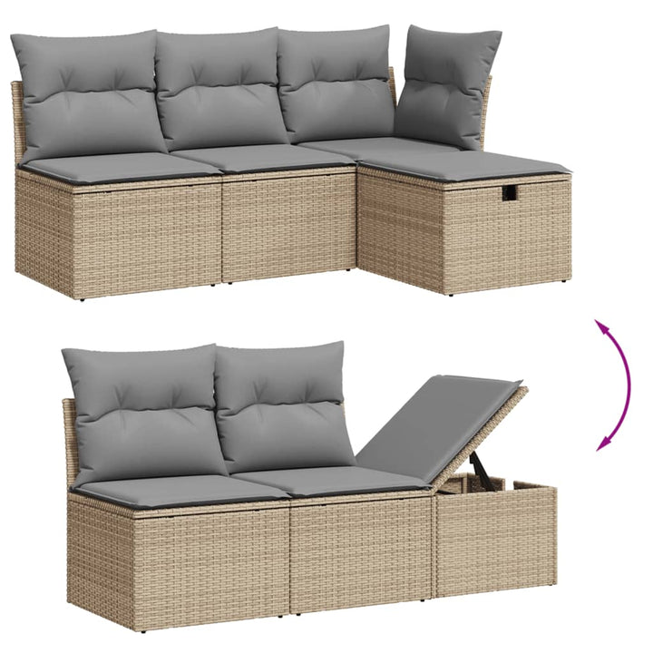 Set Canapele De Grădină Cu Perne, 6 Piese, Bej, Poliratan
