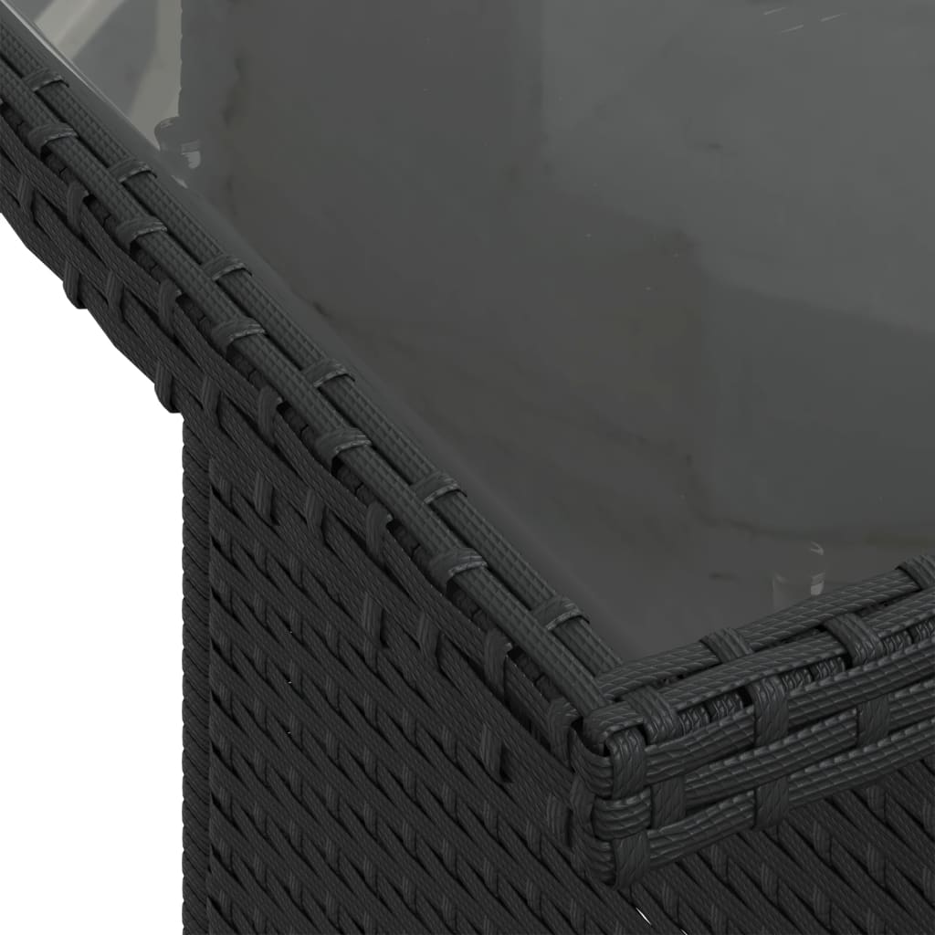 Set Canapele De Grădină Cu Perne, 7 Piese, Negru, Poliratan