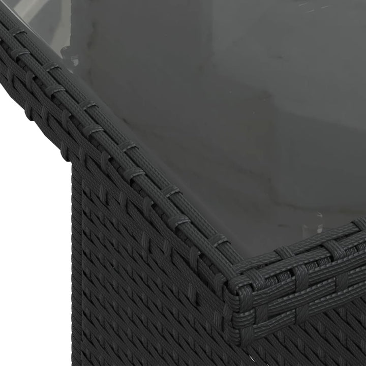 Set Canapele De Grădină Cu Perne, 7 Piese, Negru, Poliratan