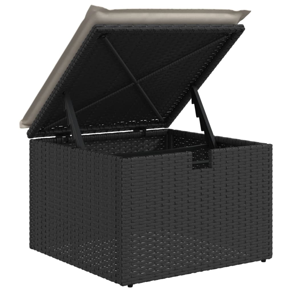 Set Canapele De Grădină Cu Perne, 7 Piese, Negru, Poliratan