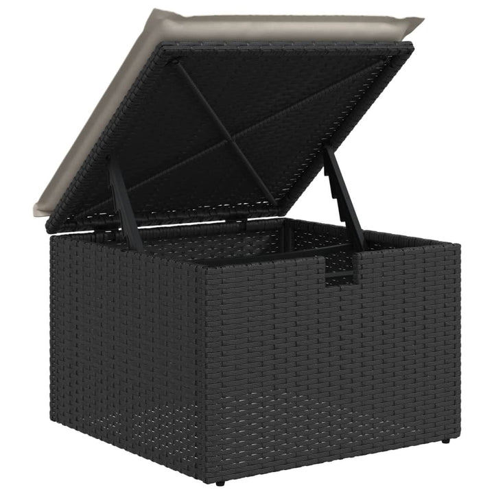 Set Canapele De Grădină Cu Perne, 7 Piese, Negru, Poliratan