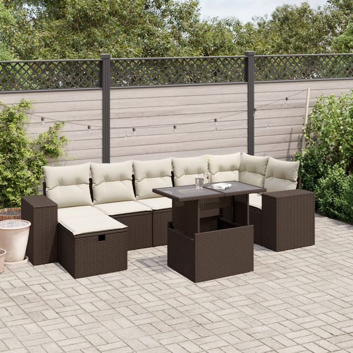 Set Mobilier De Grădină Cu Perne, 8 Piese, Negru, Poliratan